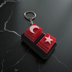 3D Baskı Basmalı Ay-Yıldız Anahtarlık – Türk Bayrağı Motifli