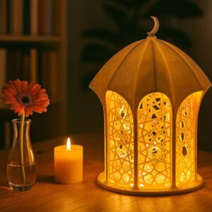 Desenli Fener Masa Lambası | 3D Baskı Dekoratif LED Işıklı Lamba | Ortam ve Gece Aydınlatması